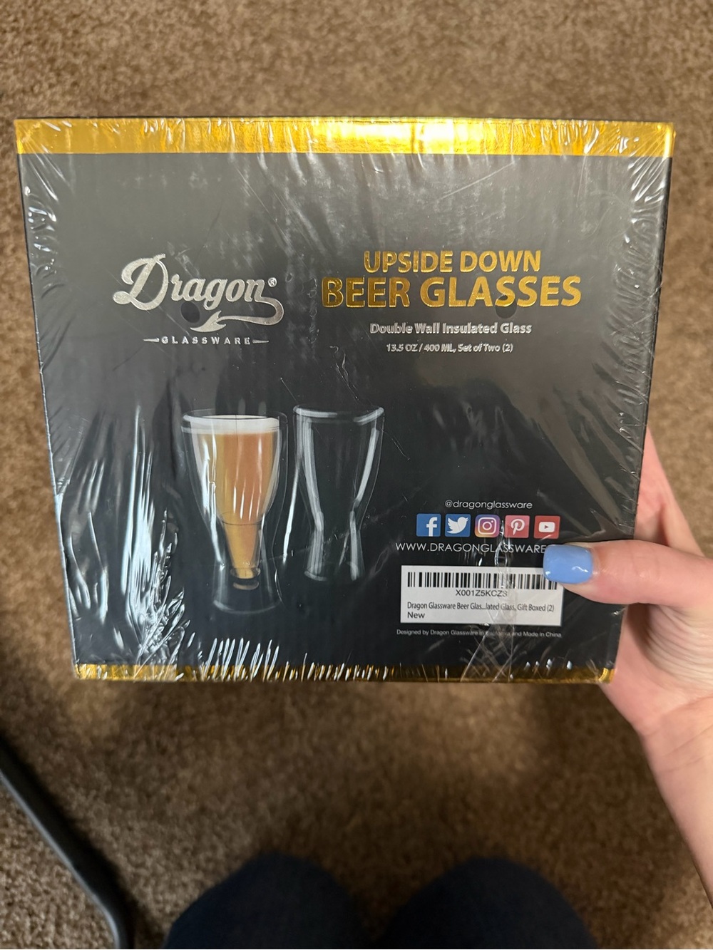 Glassware Upside Down Beer Glasses - Clear (Set of 2)